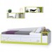 Детская кровать с ящиками, полками и тумбой Альфа цвет лайм зелёный/белый премиум