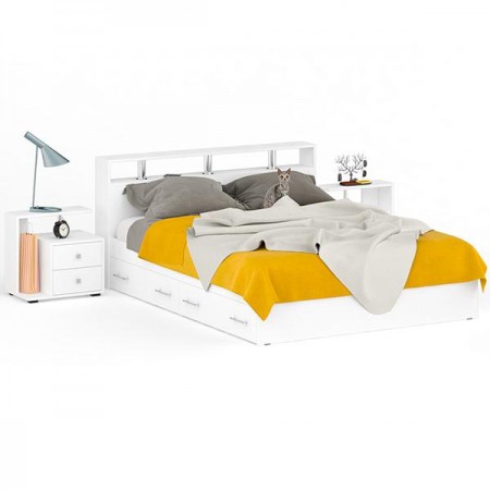 Кровать с ящиками 1600 Камелия + две тумбы цвет белый - арт. 1022176