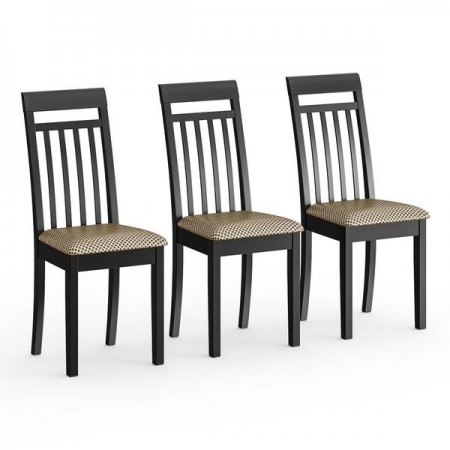 Комплект из трёх стульев Мебель--24 Гольф-14 массив берёзы венге, деревянное сиденье венге 