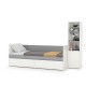 Кровать с ящиками Торонто со стеллажом белый шагрень/стальной серый
