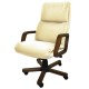 Кресло Надир 1Д кожа люкс, цвет бежевый, высокая спинка, крестовина и подлокотники дерево тёмный орех - арт. 9391265