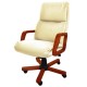 Кресло Надир 1Д кожа люкс, цвет бежевый, высокая спинка, крестовина и подлокотники дерево вишня - арт. 9391247