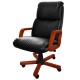 Кресло Надир 1Д кожа люкс, цвет чёрный, высокая спинка, крестовина и подлокотники дерево вишня - арт. 9391245