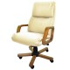 Кресло Надир 1Д кожа люкс, цвет бежевый, высокая спинка, крестовина и подлокотники дерево светлый орех - арт. 9391259
