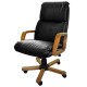 Кресло Надир 1Д кожа люкс, цвет чёрный, высокая спинка, крестовина и подлокотники дерево светлый орех - арт. 9391257