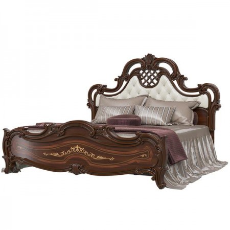 Двуспальная кровать 1800 с мягким изголовьем Грация цвет орех тайский - арт. 1073174
