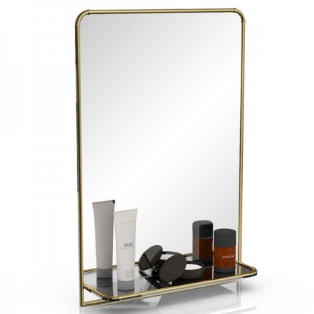 Зеркало для ванной комнаты с полкой 32Р2 золото