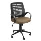 Кресло с подлокотниками Глория ткань В28, цвет бежево-коричневый, пластмассовая спинка обтянутая чёрной сеткой - арт. 9391060