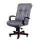 Кресло директора Алекс 1Д эко-кожа, цвет серый, высокая спинка, крестовина и подлокотники дерево палисандр