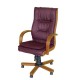 Кресло Лорд 1Д кожа люкс, цвет 3014 бордовый, высокая спинка, крестовина и подлокотники светлый орех