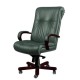 Кресло директора Алекс 1Д эко-кожа, цвет зелёный, высокая спинка, крестовина и подлокотники дерево палисандр