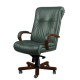 Кресло директора Алекс 1Д эко-кожа, цвет зелёный, высокая спинка, крестовина и подлокотники дерево тёмный орех - арт. 1939248
