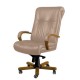 Кресло директора Алекс 1Д эко-кожа, цвет бежевый, высокая спинка, крестовина и подлокотники дерево светлый орех