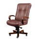 Кресло директора Алекс 1Д эко-кожа, цвет коричневый, высокая спинка, крестовина и подлокотники дерево вишня