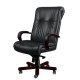 Кресло директора Алекс 1Д эко-кожа, цвет чёрный, высокая спинка, крестовина и подлокотники дерево палисандр