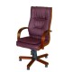 Кресло Лорд 1Д кожа люкс, цвет 3014 бордовый, высокая спинка, крестовина и подлокотники дерево вишня