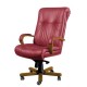 Кресло директора Алекс 1Д эко-кожа, цвет красный, высокая спинка, крестовина и подлокотники дерево светлый орех - арт. 1939242