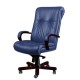 Кресло директора Алекс 1Д эко-кожа, цвет синий, высокая спинка, крестовина и подлокотники дерево палисандр