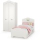 Кровать с ящиками и шкаф Роуз цвет белый с тиснением поры дерева/ясень ваниль - арт. 1023653