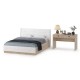 Кровать Муссон с подъёмным основанием и туалетным столиком цвет дуб эндгрейн элегантный/искусственная кожа белая