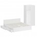 Двуспальная Кровать белая с ящиками 1800 с угловым шкафом Стандарт цвет белый