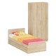 Односпальная кровать с ящиками 900 со шкафом для одежды 2-х створчатым Стандарт цвет дуб сонома
