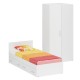 Односпальная Кровать белая с ящиками 900 с угловым шкафом Стандарт цвет белый