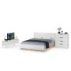Кровать Муссон с подъёмным основанием, комодом и ТВ Тумбой 13.64 цвет дуб эндгрейн элегантный/искусственная кожа белая/белый/МДФ белый глянец