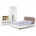 Гарнитур спальный Валенсия кровать с мягкой спинкой на 1600 № 28 цвет белый шагрень/чёрный/ткань велутто 19