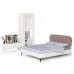 Белая двуспальная кровать Валенсия 1600 в комплекте со шкафом и тумбой Спейс цвет белый шагрень/ткань велутто 19