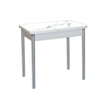 Бронкс фотопечать стол обеденный поворотно-раскладной / белый мрамор/бетон/металлик 