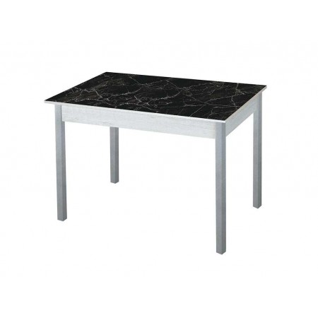 Альфа фотопечать стол обеденный раздвижной / черный мрамор/бетон белый/металлик 