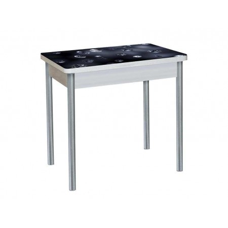 Бронкс фотопечать стол обеденный поворотно-раскладной / кристаллы/бетон белый/металлик 