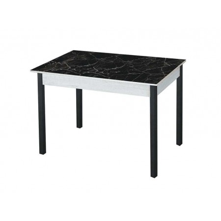 Альфа фотопечать стол обеденный раздвижной / черный мрамор/бетон белый 