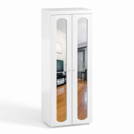 Шкаф 2-х дверный с зеркалами (гл.560) Афина АФ-48 белое дерево - арт 42992 - арт 42992