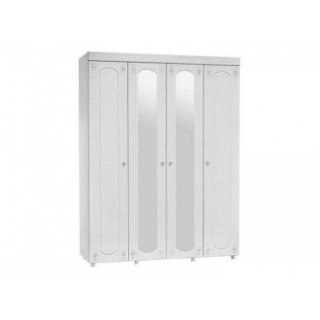 Шкаф 4-х дверный с 2-я зеркалами Афина АФ-60 белое дерево - арт 42775