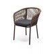 "Марсель" стул плетеный из роупа, каркас алюминий коричневый муар, роуп коричневый круглый, ткань темно-серая