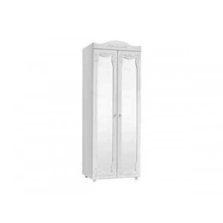 Шкаф 2-х дверный с зеркалами (гл.410) Италия ИТ-43 белое дерево - арт 42849 - арт 42849