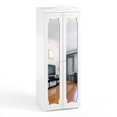 Шкаф 2-х дверный с зеркалами (гл.560) Италия ИТ-48 белое дерево - арт 42991 - арт 42991