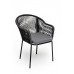 "Лион" стул плетеный из роупа, каркас из стали темно-серый шагрень, роуп круглый, ткань серая фото 3