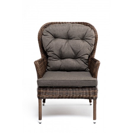 "Алиса" кресло плетеное, коричневый с подушками 